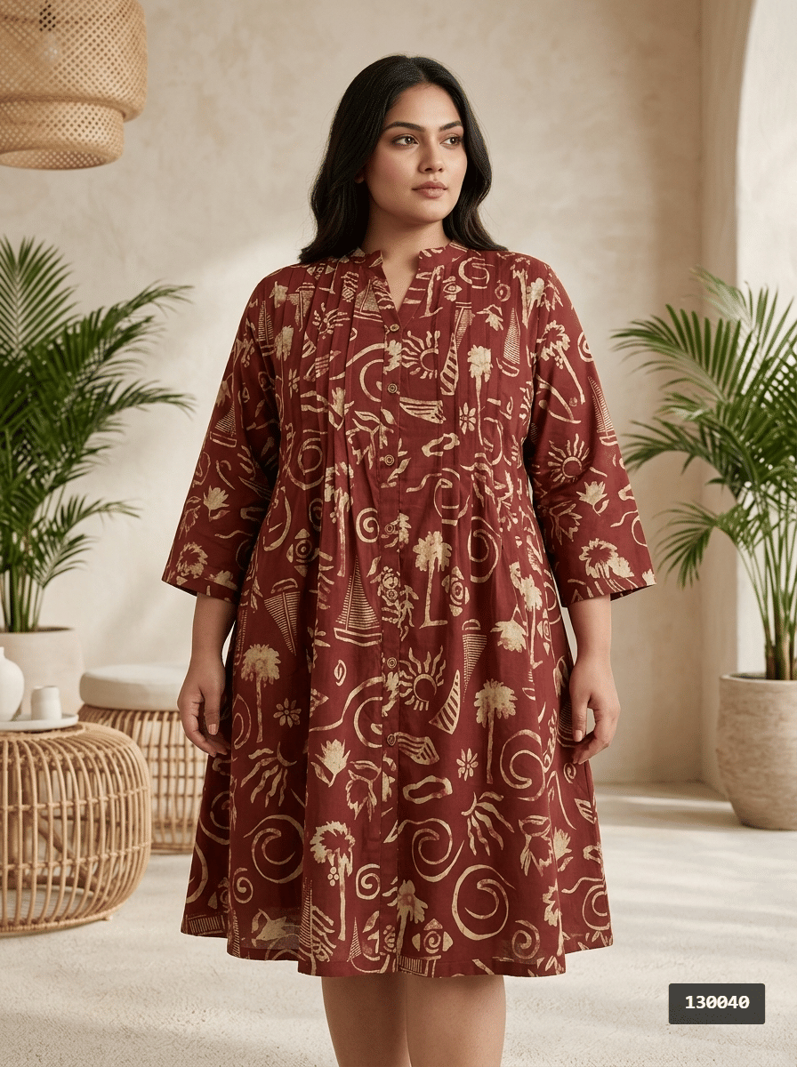 Swasti Women's Cotton Tunic ( Rust )