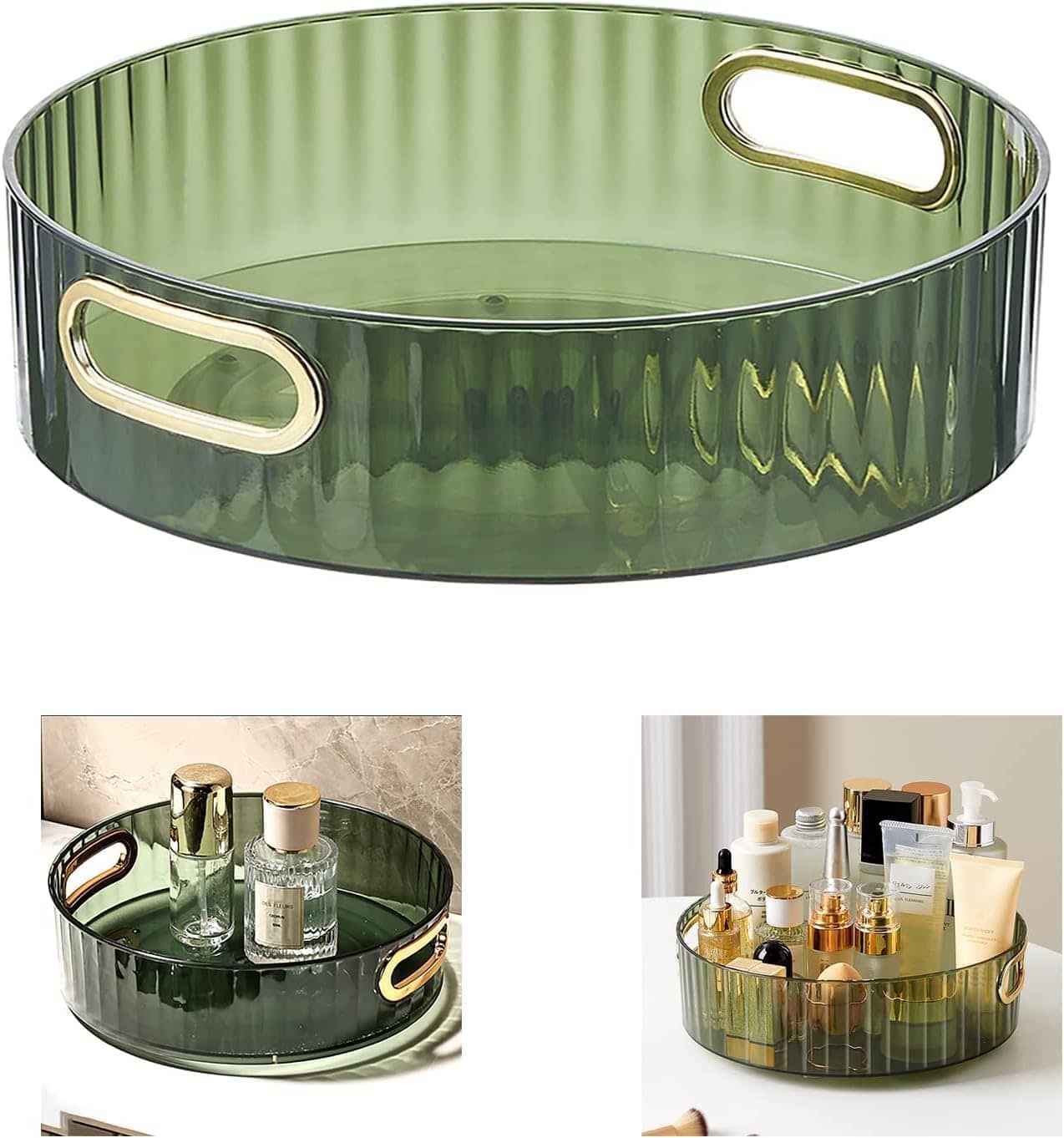 Multi-Purpose 360° Rotating Organizer Tray, Space-Saving Kitchen & Pantry Storage, Fruit Organization Rotating Tray, Easy-Access Turntable for Spices, Storage & More, Makeup Organizer, Spinning Skincare Cosmetic Organizer Tray, Kitchen Organizer