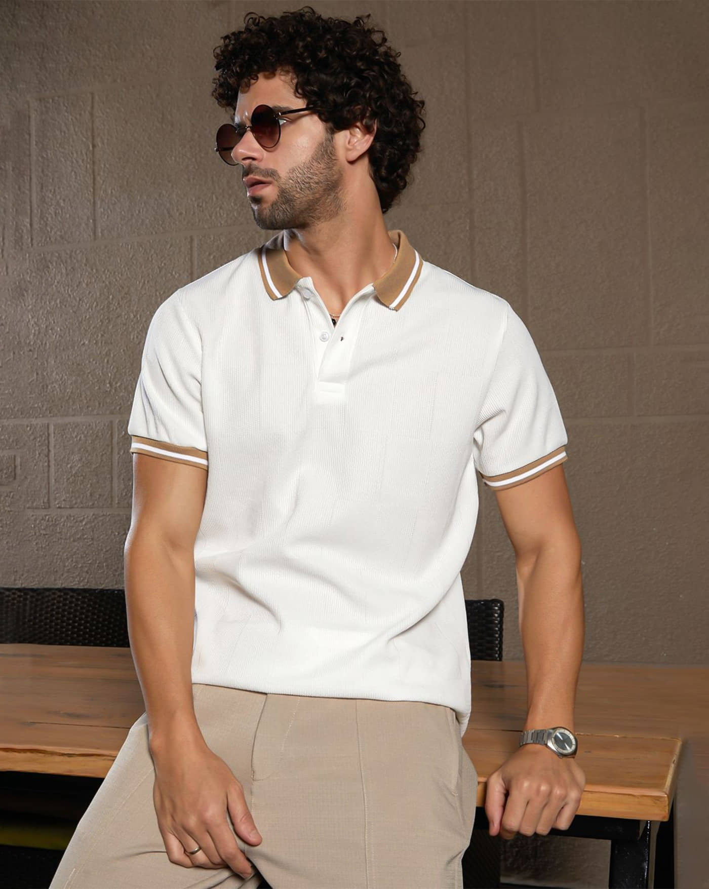 AUSK Men Cotton Blend Regular Fit Solid Polo T Shirt ( Multicolor7 )