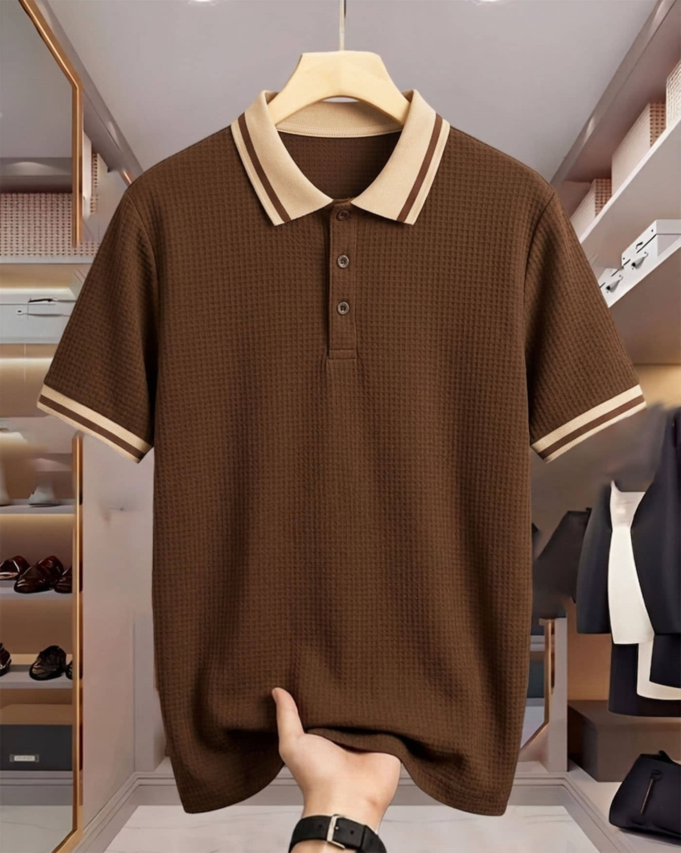 AUSK Men Cotton Blend Regular Fit Solid Polo T Shirt ( Dark Green )