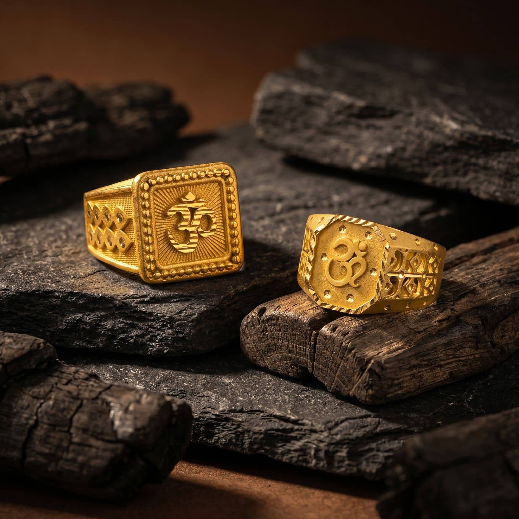 AKLINA Golden Multi Finger Rings ( Pack of 2 )