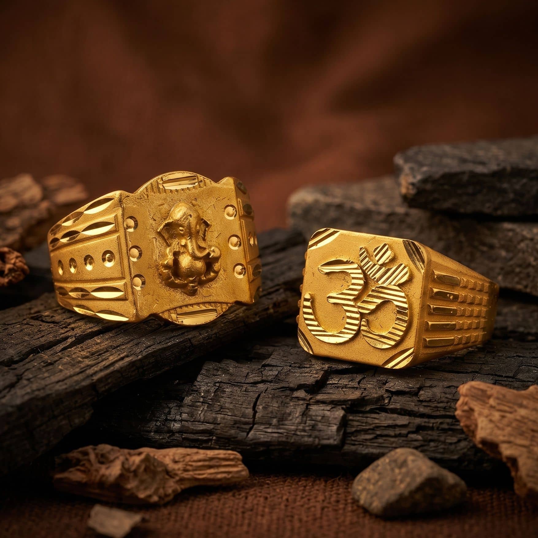 AKLINA Golden Multi Finger Rings ( Pack of 2 )