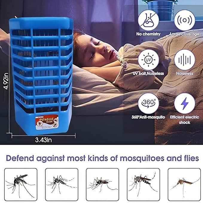 Electric Mosquito Killer Lamp | UV Light Bug Zapper | Silent Night Lamp | Chemical-Free Insect Trap for Bedroom & Home | Dengue & Mosquito Repellent