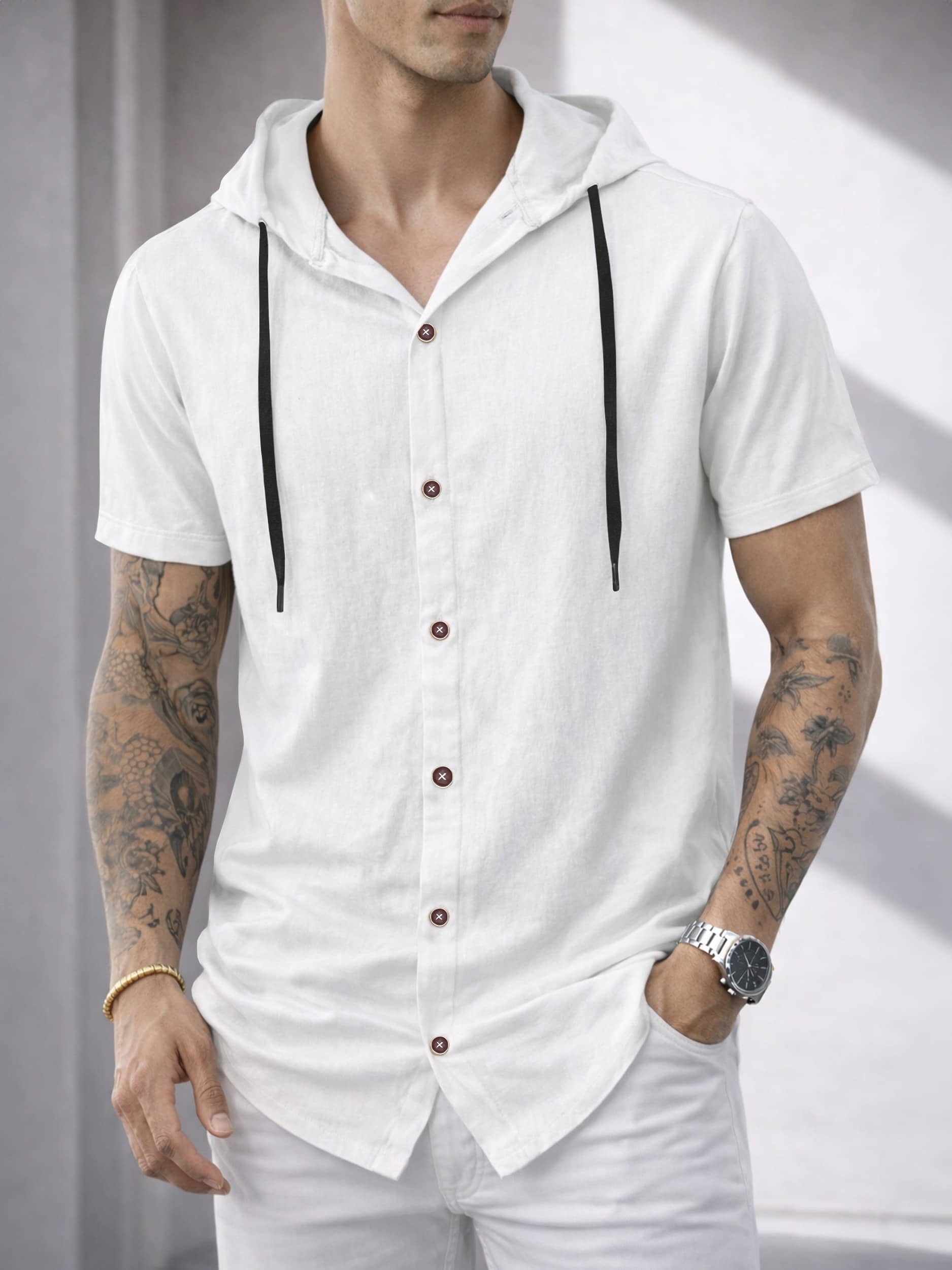 Eyebogler Cotton Blend Regular Fit Solids Half Sleeves Men's Casual Shirt - White ( Pack of 1 )