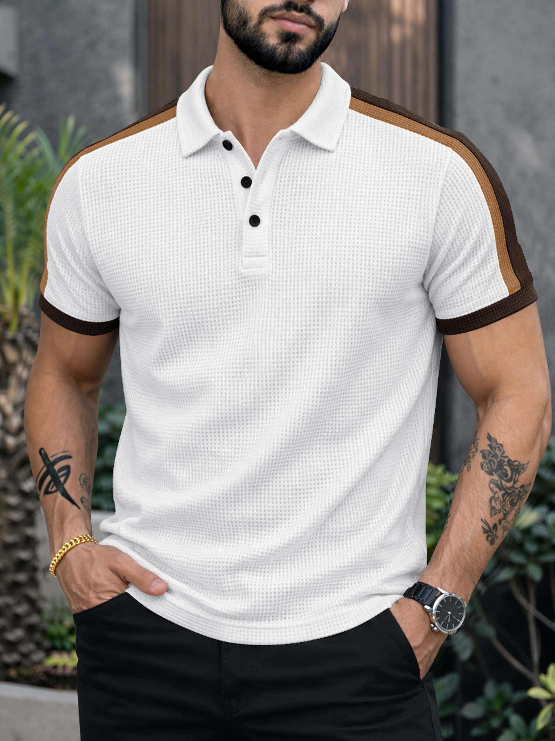 Eyebogler Men Cotton Blend Regular Fit Solid Polo T Shirt ( Navy )