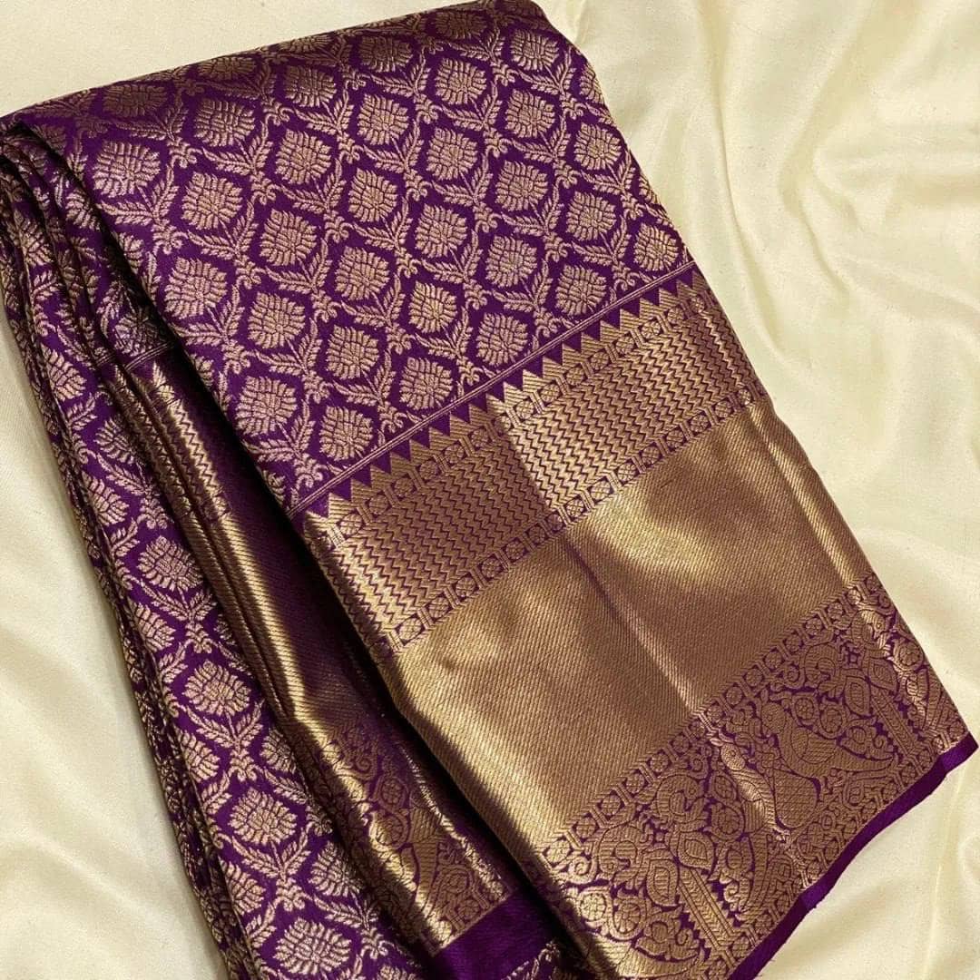 fab woven Art Silk Woven Design Banarasi saree With Unstitched Blouse Piece ( Wine ) - Sarees | Buy online on ZillyBuy