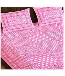 AARAMYA Multicolor Cotton Flat 1 Double Bedsheet with 2 Pillow Covers ( 235 cm x 210 cm )