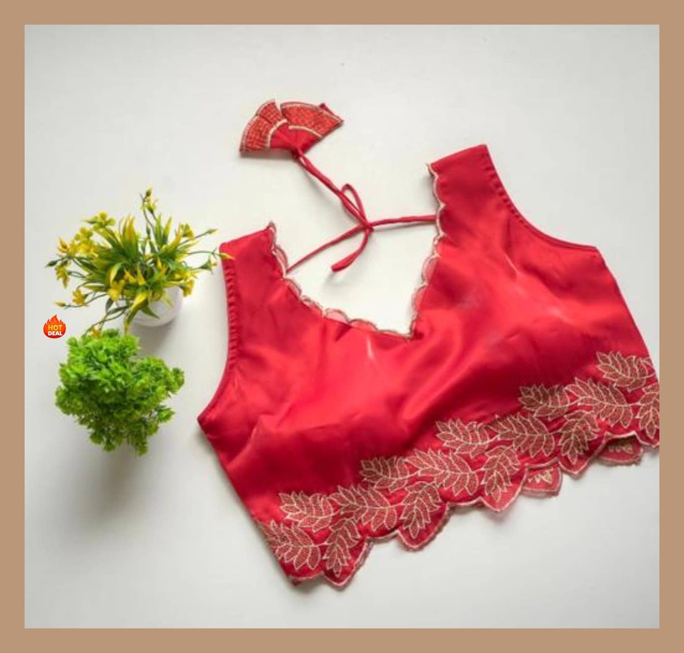 BHAGYASHRAY Silk Readymade with Pad Sweetheart Neck Women's Blouse ( Red )