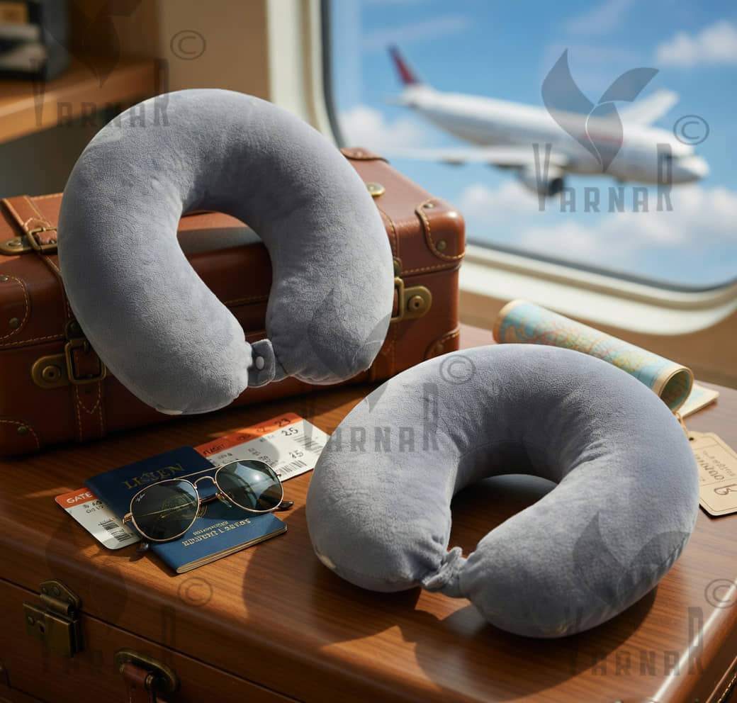 JUZZII Grey Neck Pillow ( Pack of 2 )