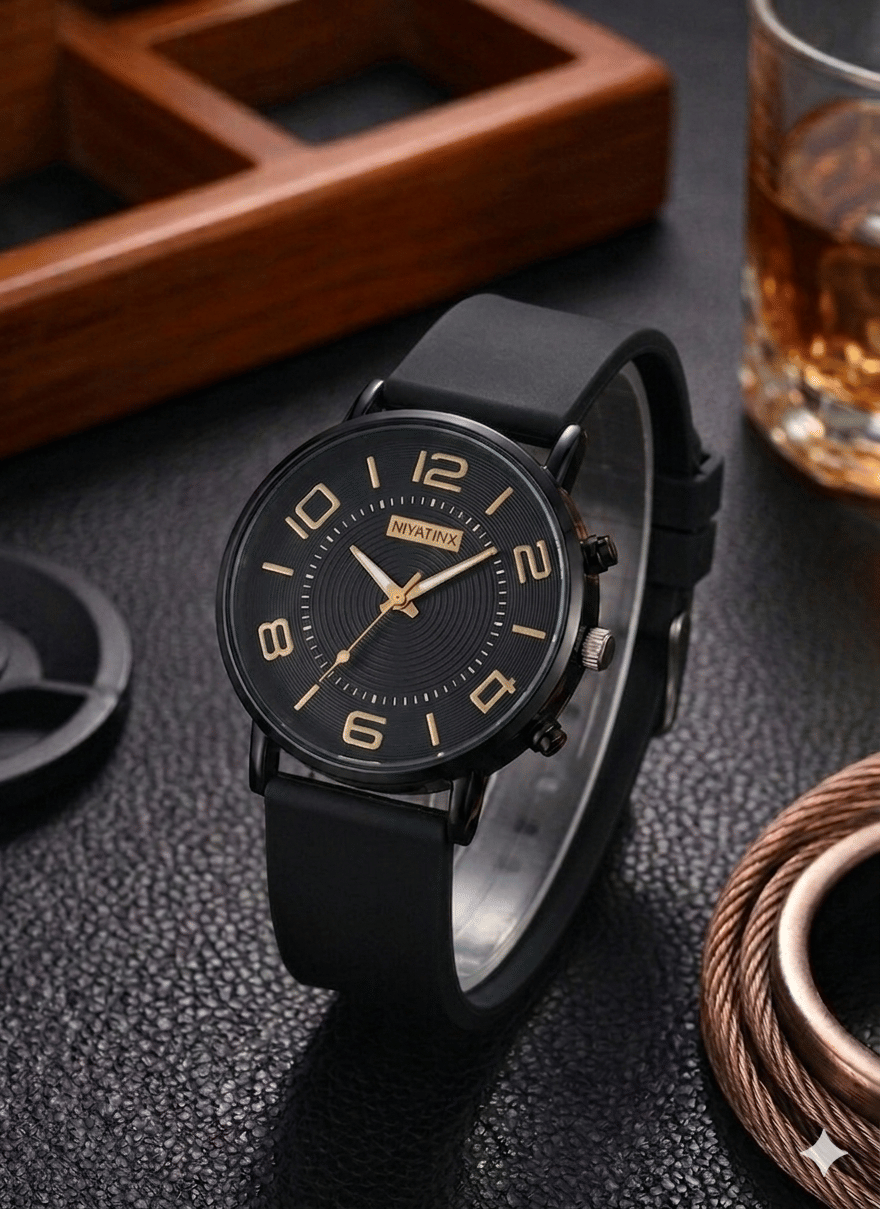 niyatifab Black Silicon Analog Men's Watch