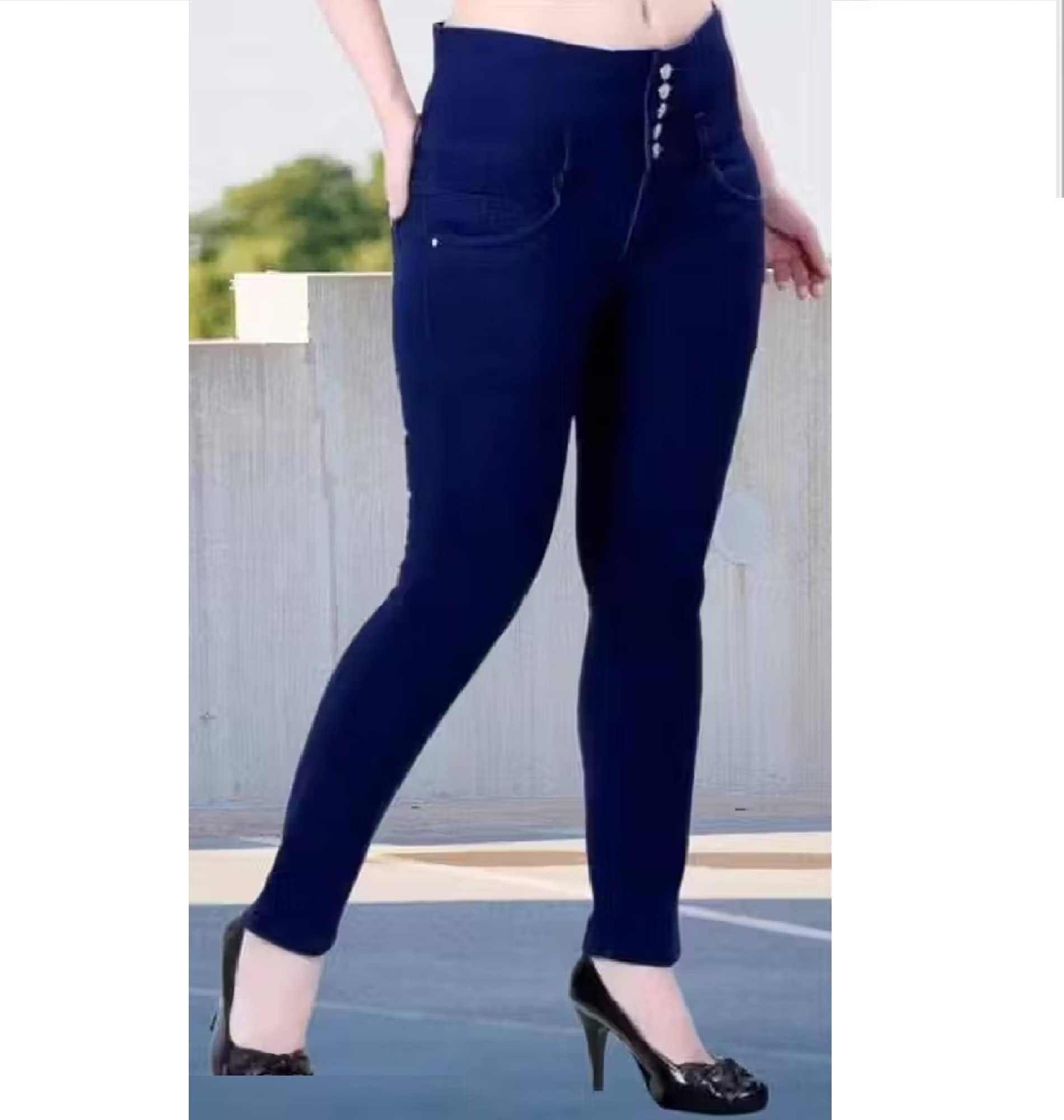 Generic Women's Slim Fit High-Rise Jeans ( Dark Blue ) - Jeans | Buy online on ZillyBuy
