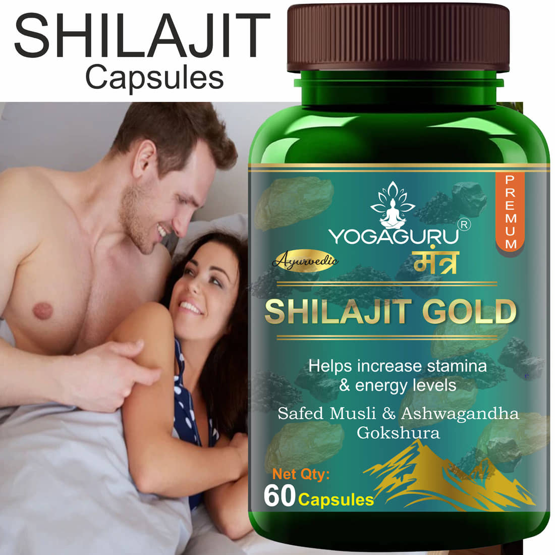 Pure Natural & Herbal Shilajit Gold Capsules - 60 Capsules, 500MG - Natural Energy Booster