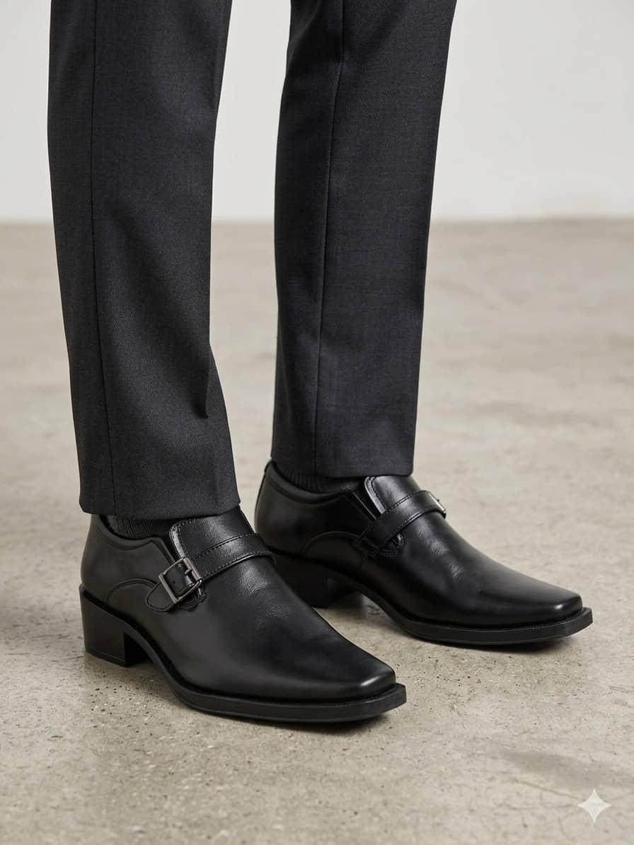 Sir Corbett SS26 Men's Monk Strap Height Increasing Shoes Black Men's Monk Strap Formal Shoes - Formal Shoes | Buy online on ZillyBuy