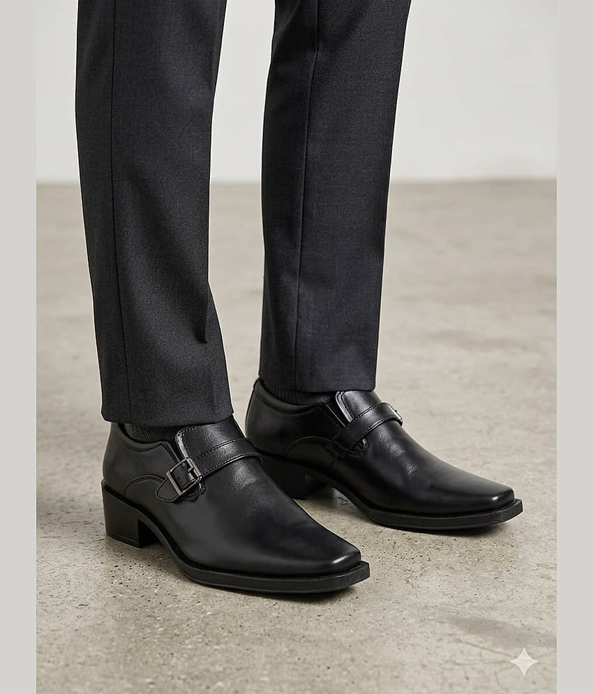 Sir Corbett SS26 Men's Monk Strap Height Increasing Shoes Black Men's Monk Strap Formal Shoes - Formal Shoes | Buy online on ZillyBuy