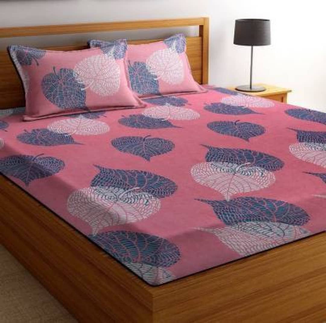 N G PRODUCTS Pink Glace Cotton 1 Double Bedsheet with 2 Pillow Covers ( 223 cm x 223 cm )