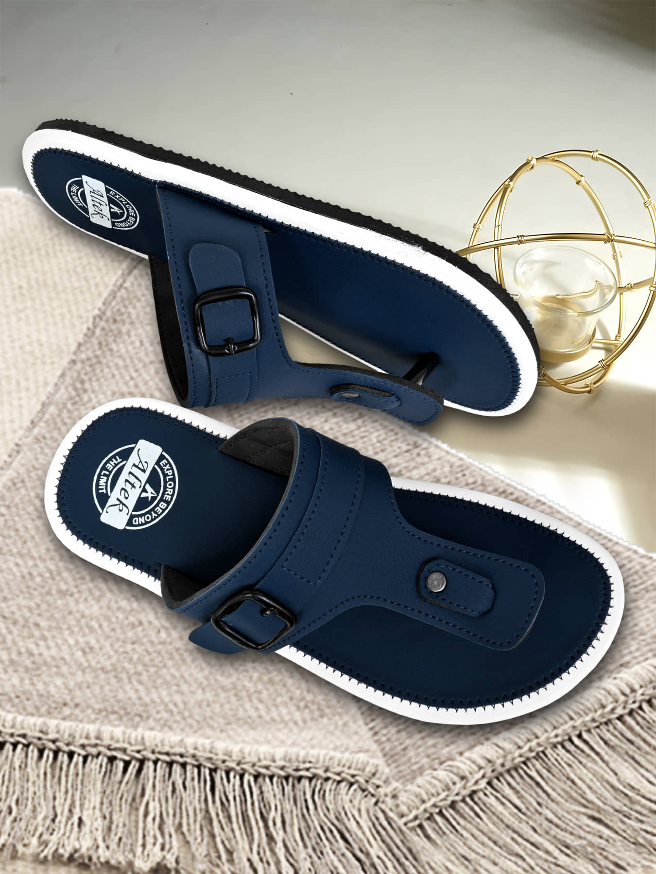 Chappal Wala 14345 Navy Men's Thong Flip Flop