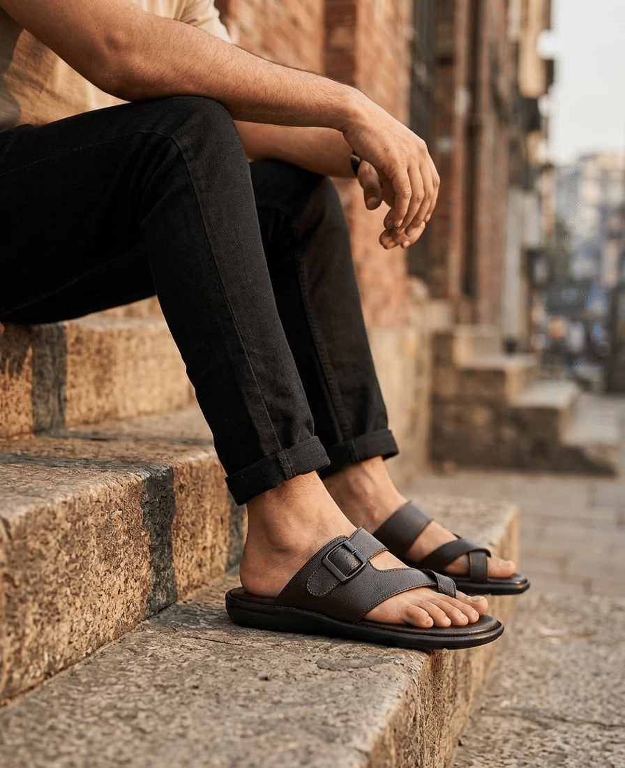 Runrave BUCKLE - Black Men's Korean Sandals