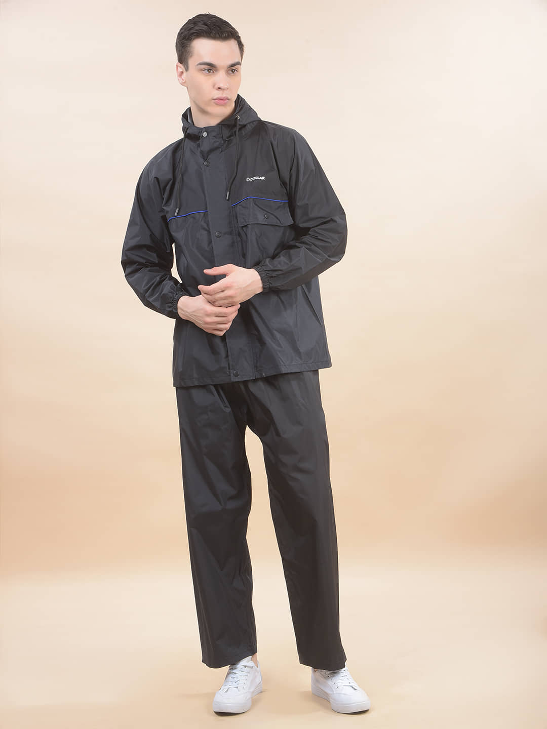Dollar Rainguard Men's PVC Full Sleeve Solid Raincoat Set With Adjustable Hood and Pocket