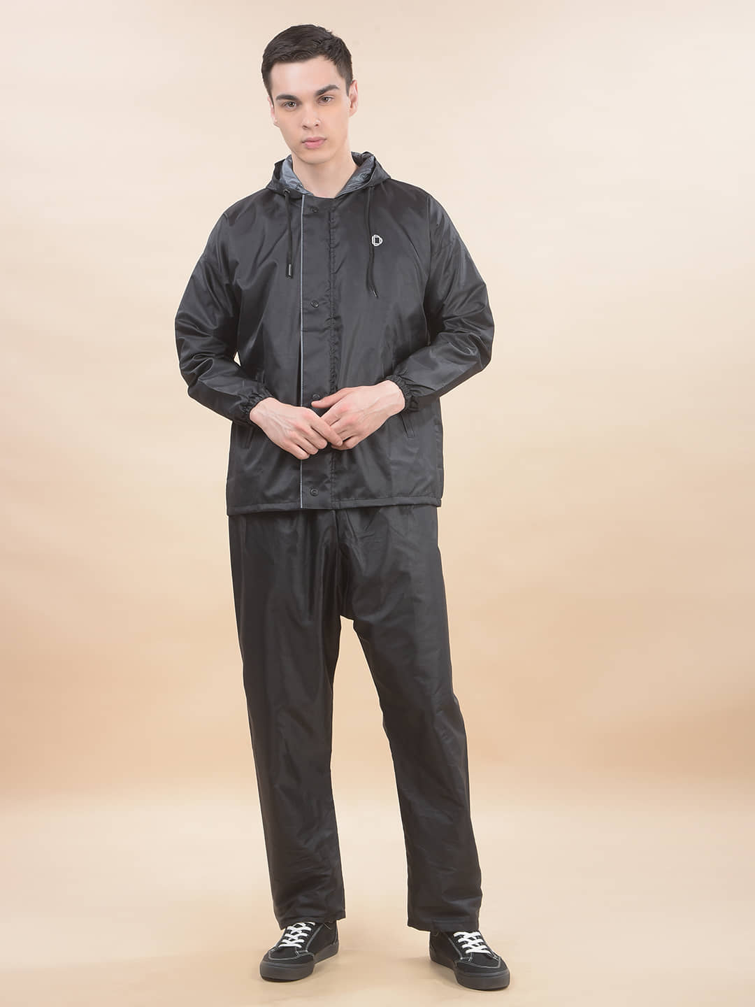 Dollar Men Waterproof Reversible Raincoat Set Hood Pocket Jacket Pant Suit