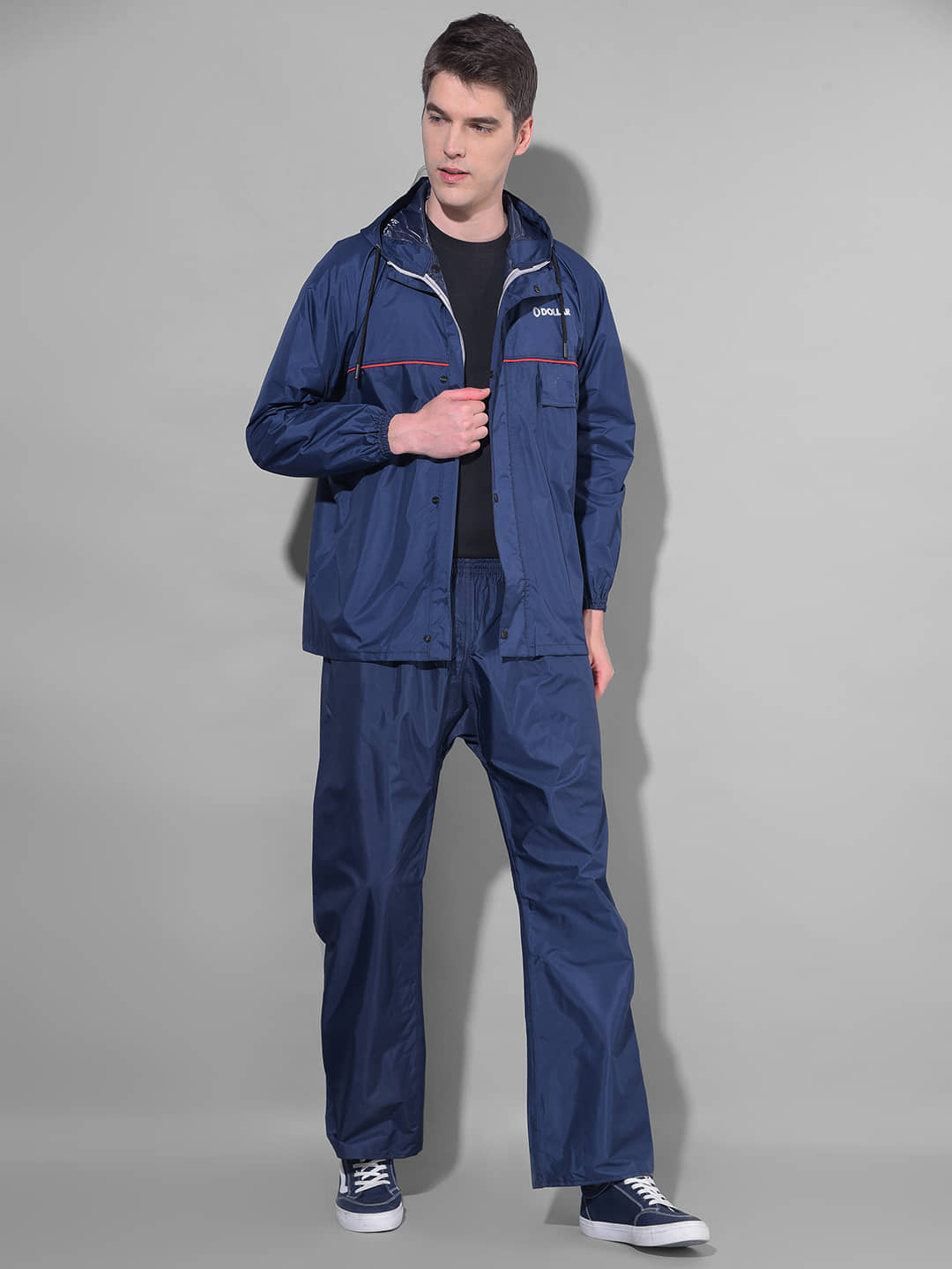Dollar Rainguard Men's PVC Full Sleeve Solid Raincoat Set With Adjustable Hood and Pocket