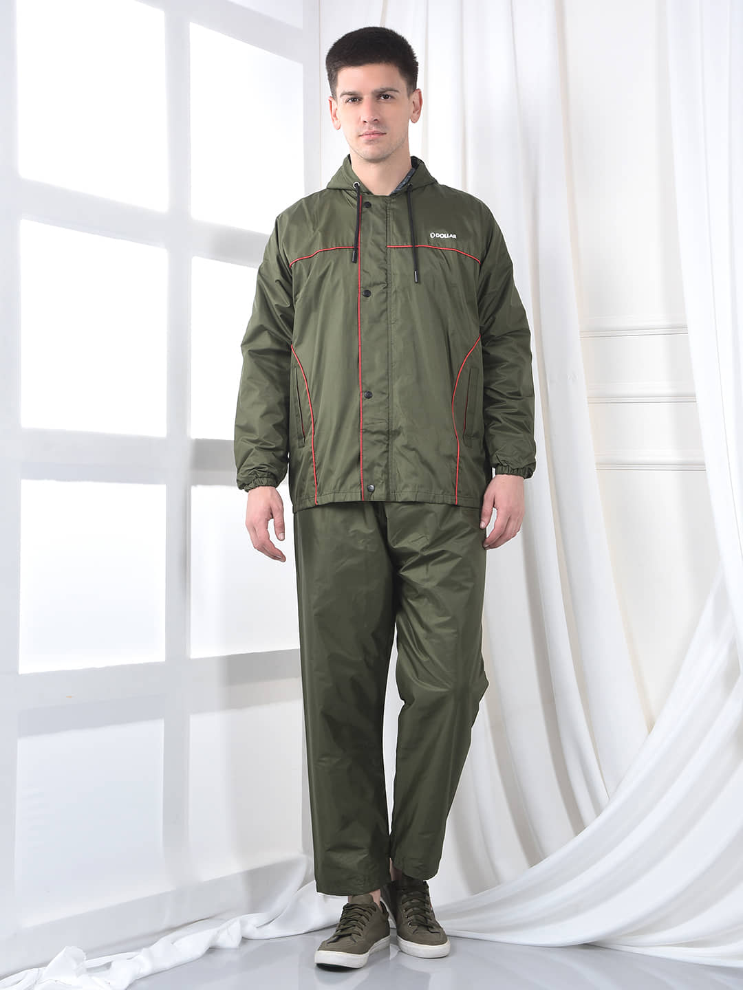 Dollar Rainguard Men's PVC Full Sleeve Solid Reversible Sporty Raincoat Set With Adjustable Hood and Pocket