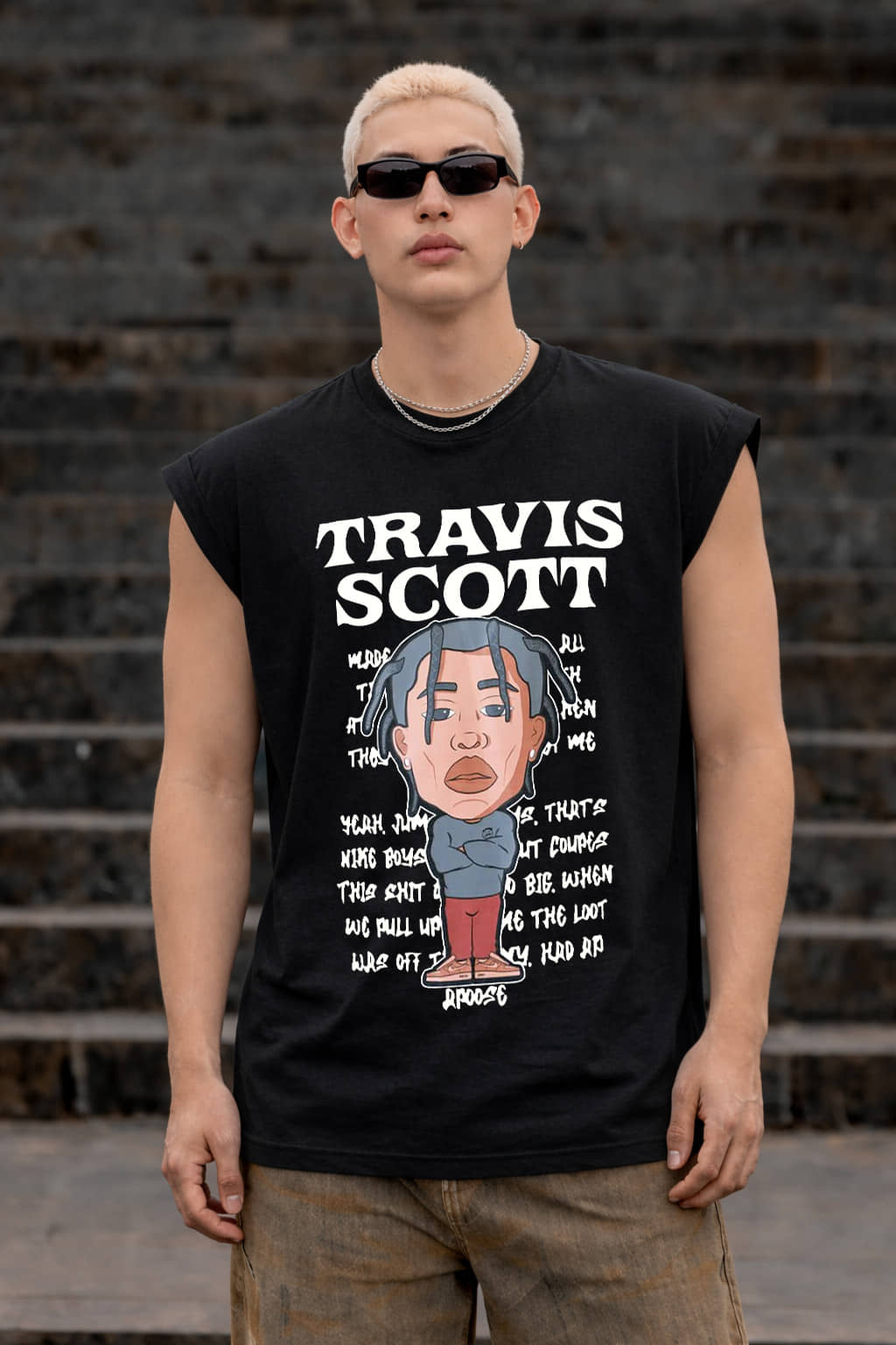 FTX Men 100% Cotton Oversized Fit Printed T-Shirt ( Black )
