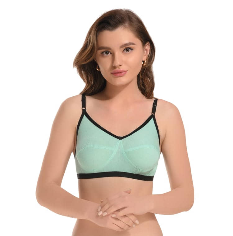 KYODO Pack of 1 Cotton Blend Non Padded Everyday Bra For Women ( Black )