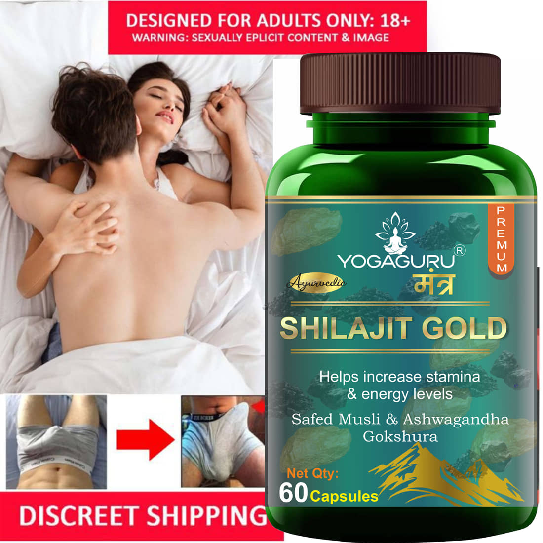 Pure Natural & Herbal Shilajit Gold Capsules - 60 Capsules, 500MG - Natural Energy Booster