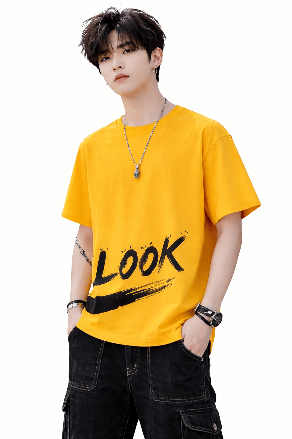 attitude start of fashion Men Polyester Regular Fit Printed T-Shirt ( Yellow )
