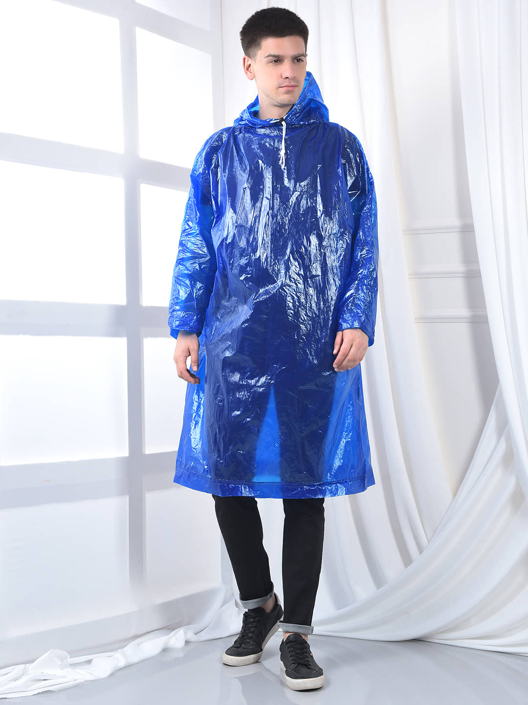 Dollar Unisex Waterproof PVC Rain Poncho Hood Full Sleeve Foldable
