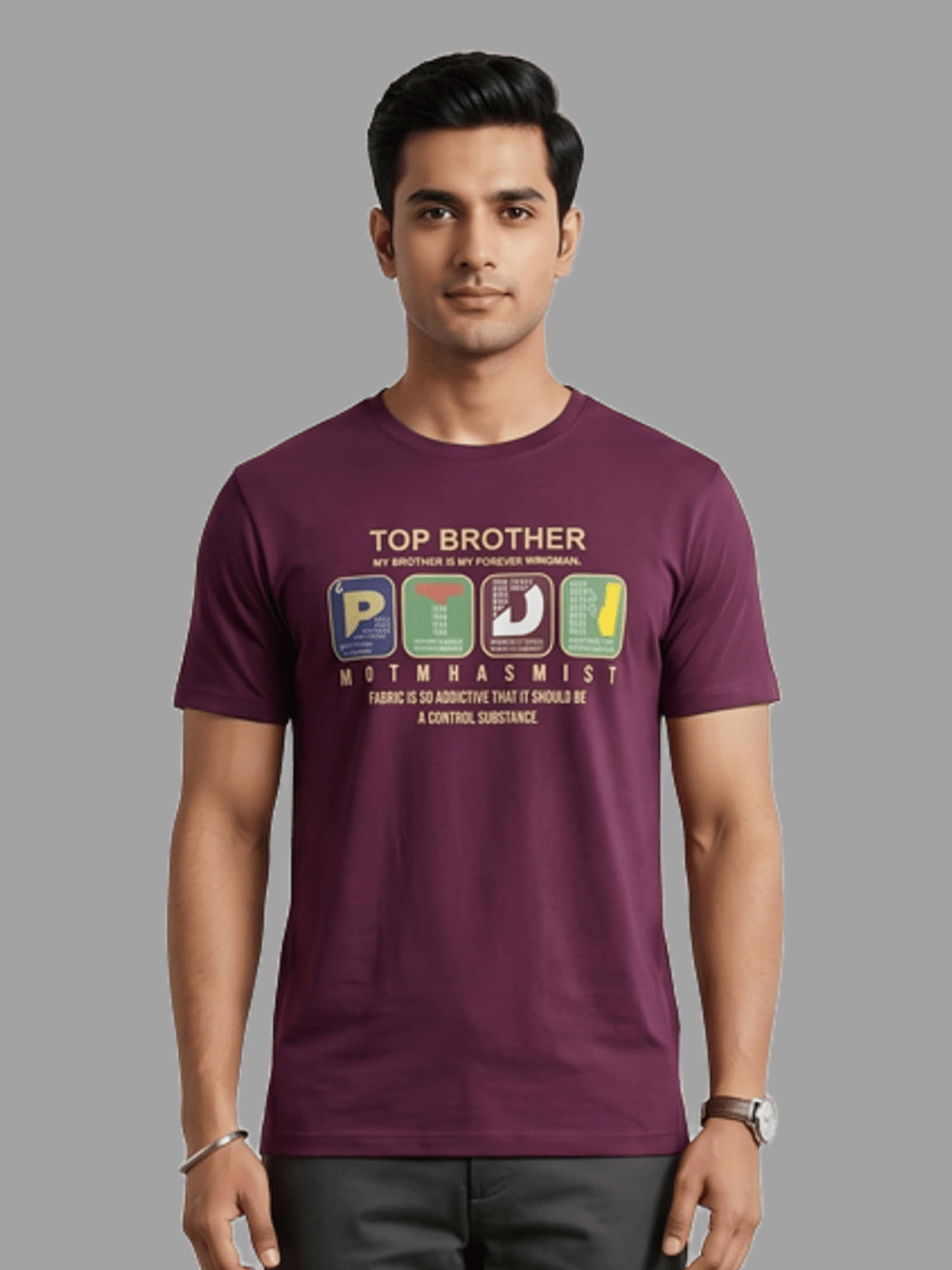 Dollar Men Cotton Blend Regular Fit Printed T-Shirt ( Dark Grey )