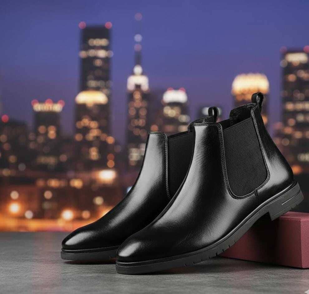 AIRBELL 05-CHELSIBOOT-BLACK Black Men's Chelsea Boots