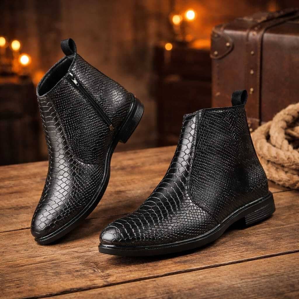 AIRBELL 05-COBRA-BLACK Black Men's Chelsea Boots