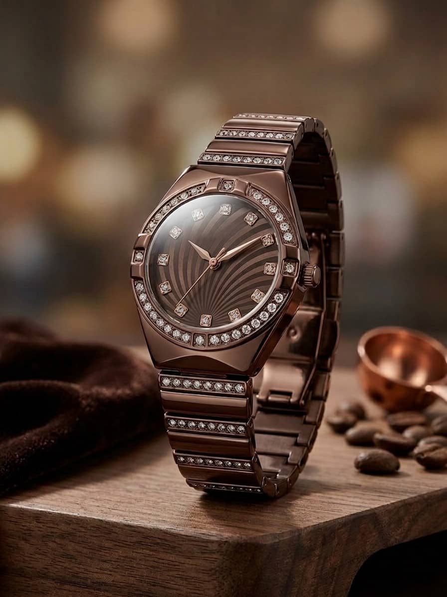 Renaissance Traders Coffee Metal Analog Womens Watch