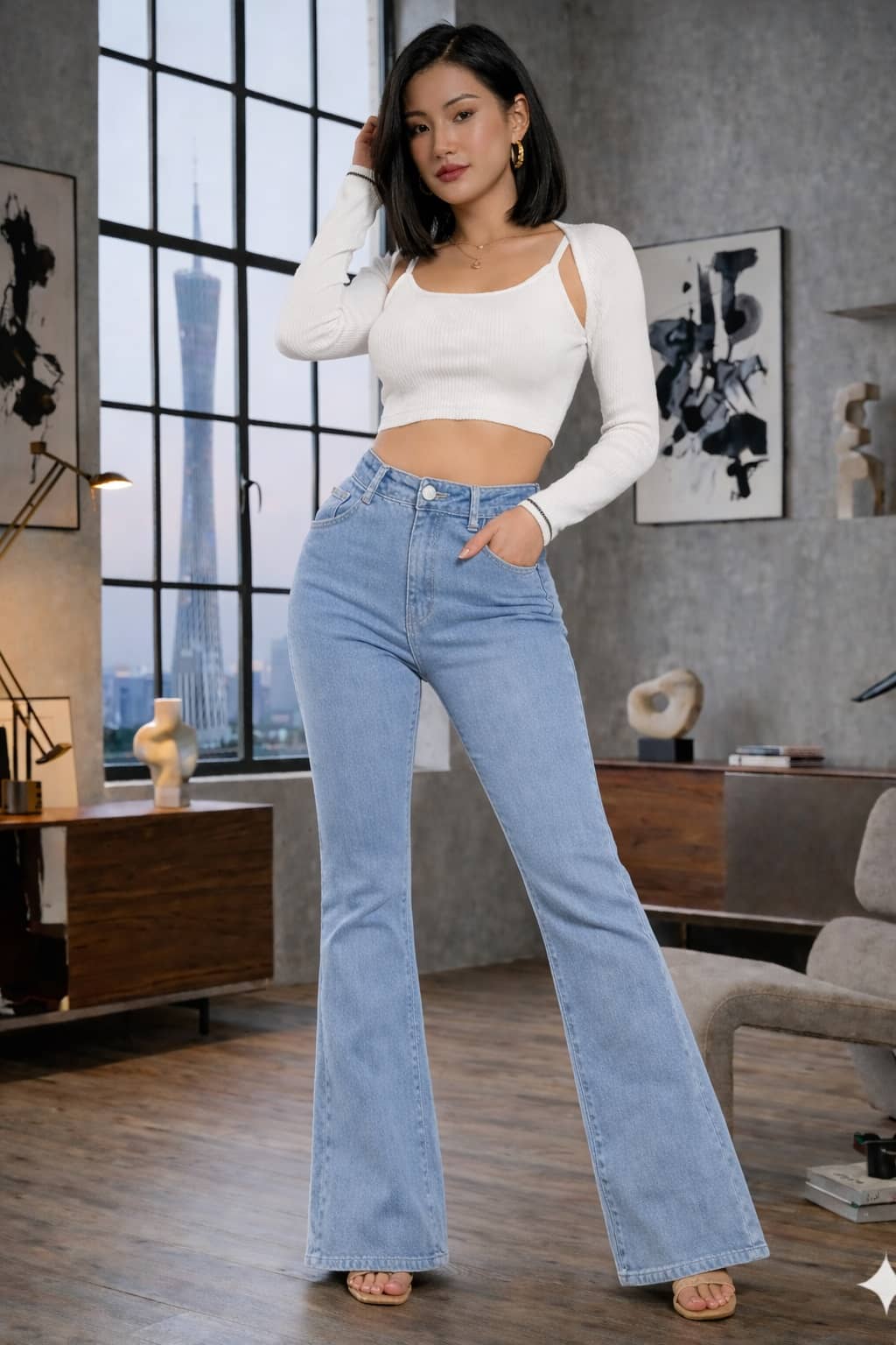 Kashian Women's Relaxed Fit High-Rise Jeans ( Light Blue ) - Jeans | Buy online on ZillyBuy