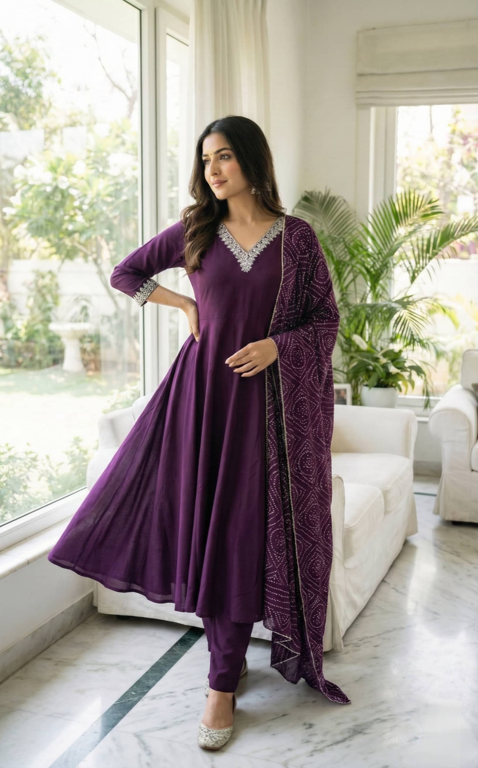 Hiva Trendz Women Polyester Embroidered Straight Kurti With Pants ( Burgundy )
