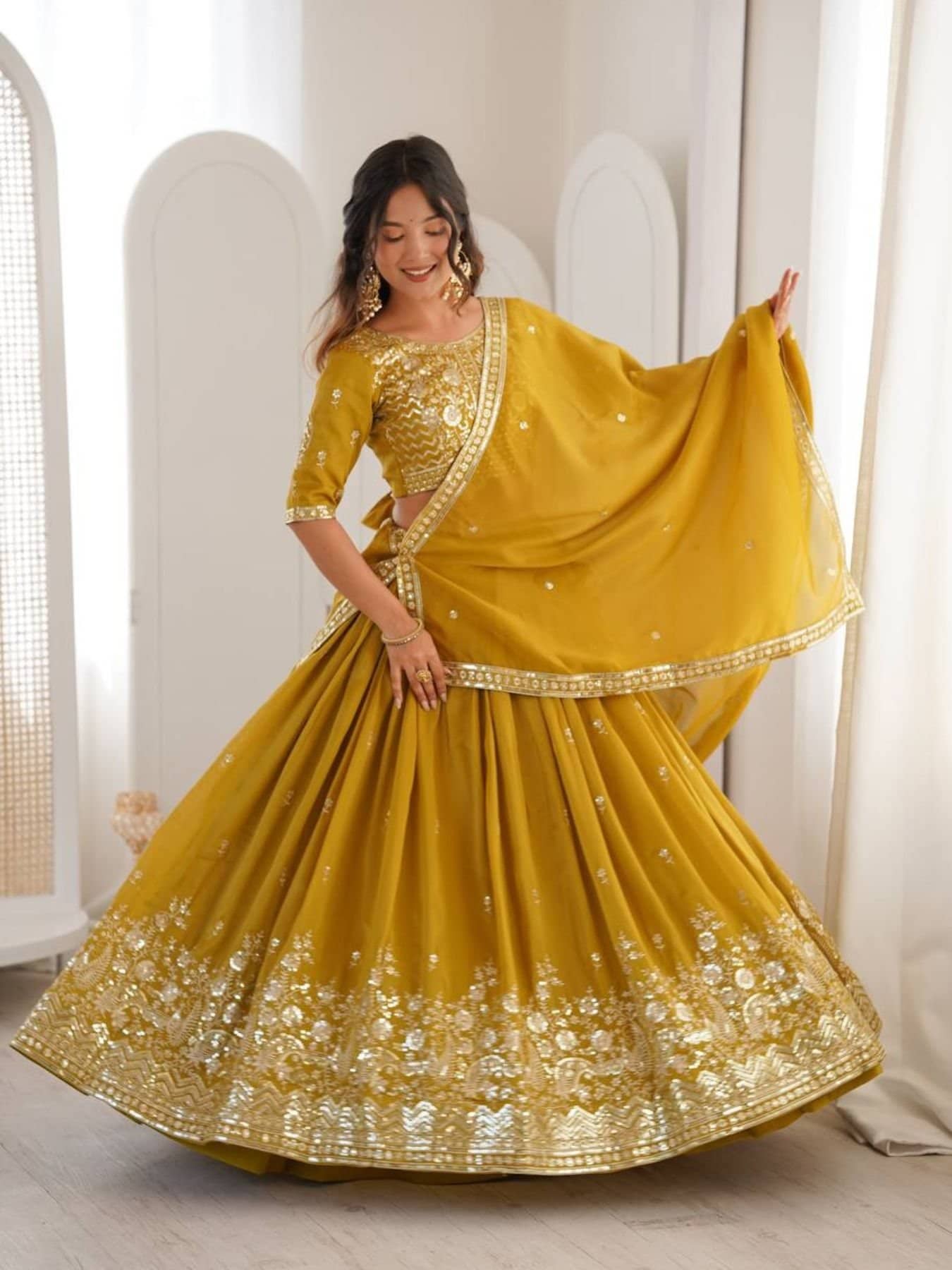 piludi Women's Art Silk Semi Stitched Flared Lehenga Choli