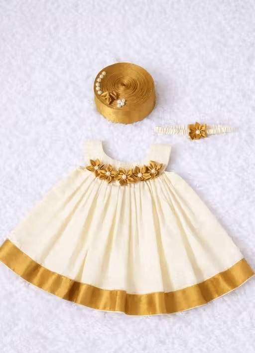 DS DRESSES Cotton Blend Frock For Baby Girls ( Pack of 1 , Khaki )