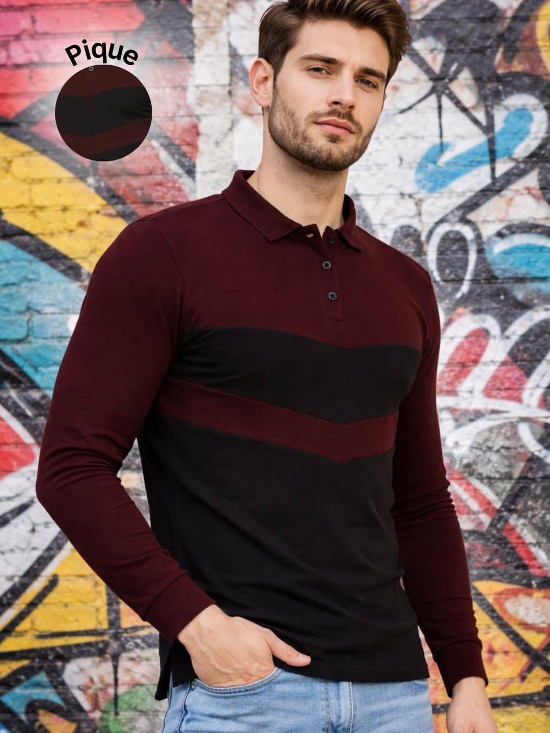 Rigo Men Polyester Regular Fit Colorblock Polo T Shirt ( Maroon )