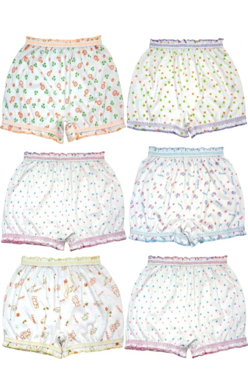 KIDBIRD Pack of 6 Cotton Bloomers For Girls ( Multicolor )
