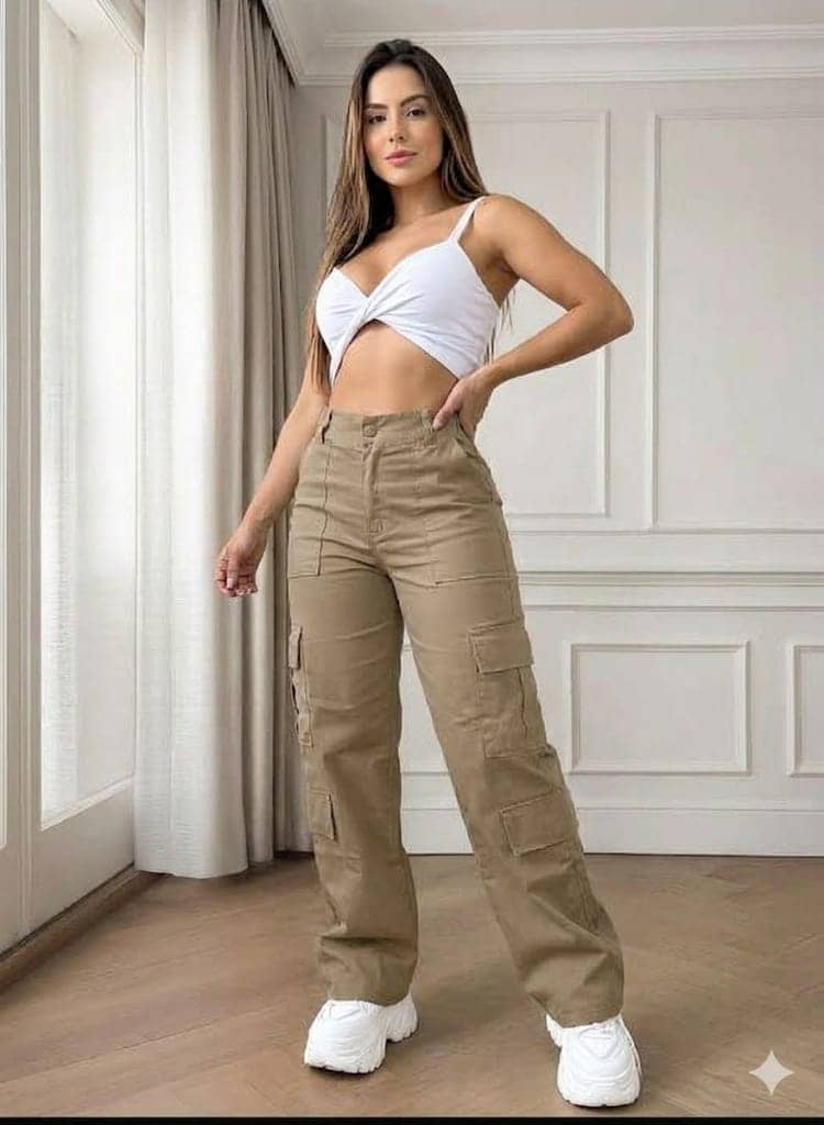 True Fades Women Cotton Blend Cargos Trousers ( Black ) - Trousers | Buy online on ZillyBuy