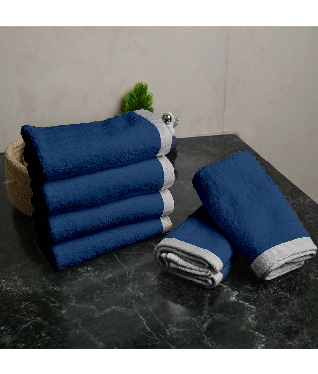 DIVINE CASA Cotton Solid Face Towel 451-500 GSM ( Pack of 6 ) - Blue - Towels | Buy online on ZillyBuy