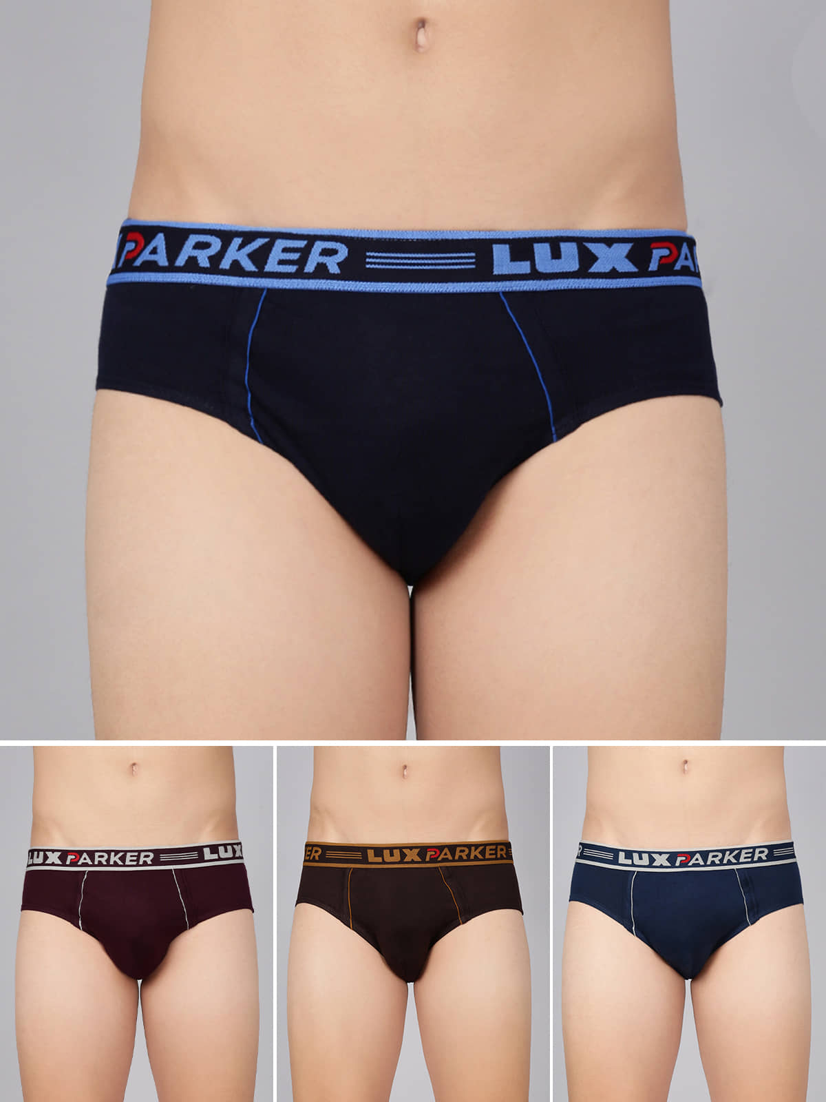 LUX PARKER Pack of 3 Cotton Blend Briefs For Men's ( Multicolor7 )