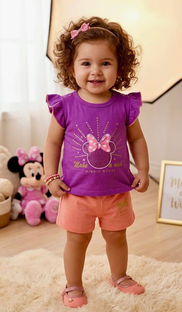 s muktar garments Baby Girls Cotton Blend T-shirt & Shorts Set ( Purple , Pack of 1 )