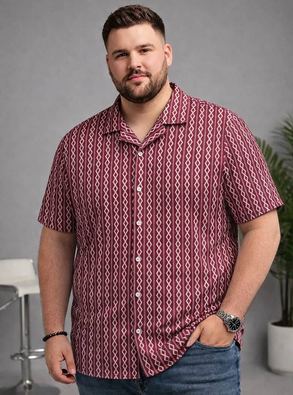 AUSTIVO Cotton Blend Regular Fit Printed Half Sleeves Men's Casual Shirt - Grey ( Pack of 1 )