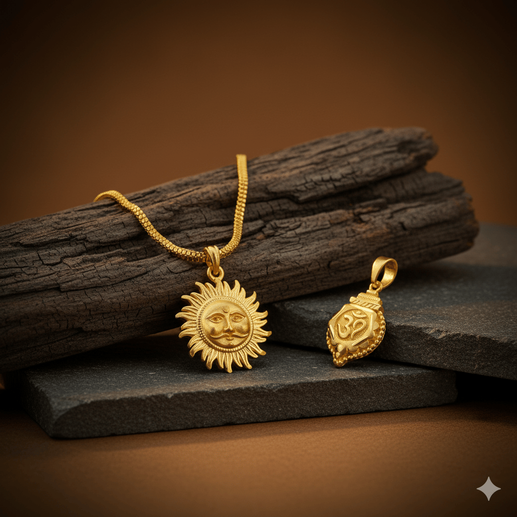 Charms Gold Religious Pendant With Chain ( Pack of 2 ) - Jewellery Sets | Buy online on ZillyBuy