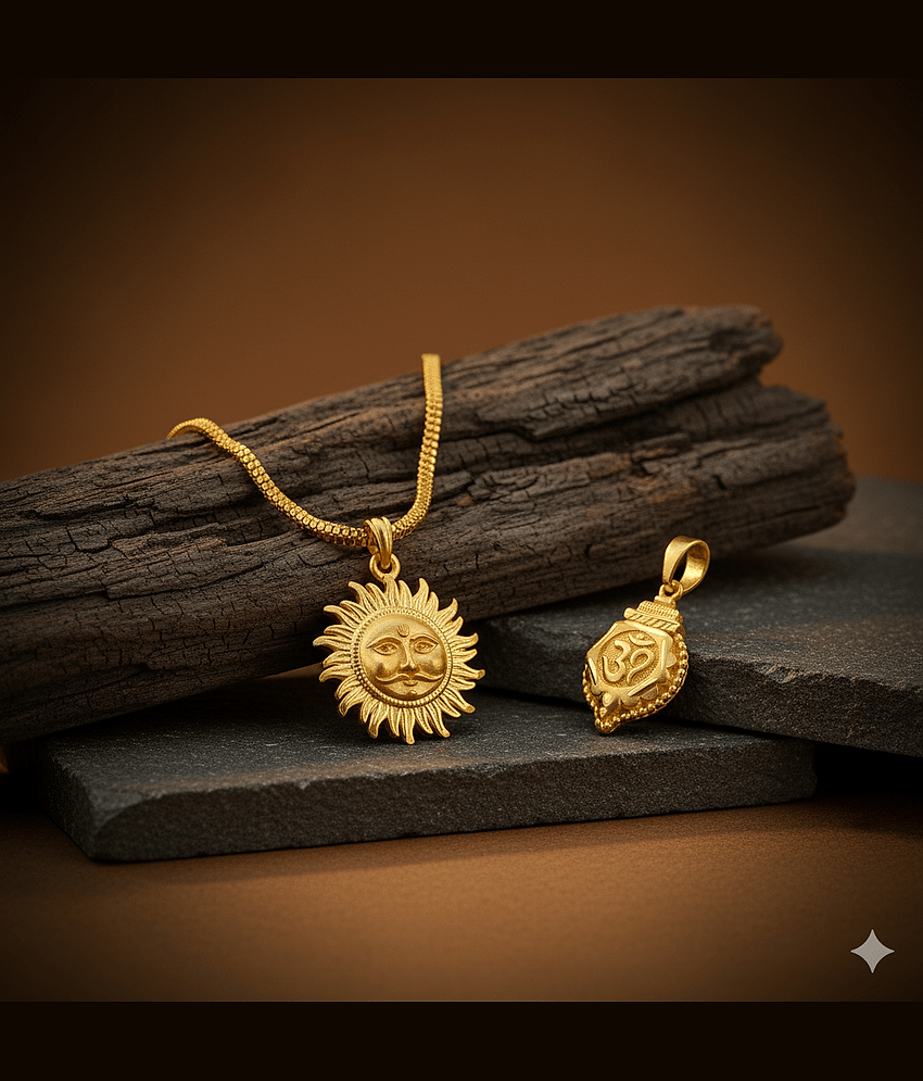 Charms Gold Religious Pendant With Chain ( Pack of 2 ) - Jewellery Sets | Buy online on ZillyBuy
