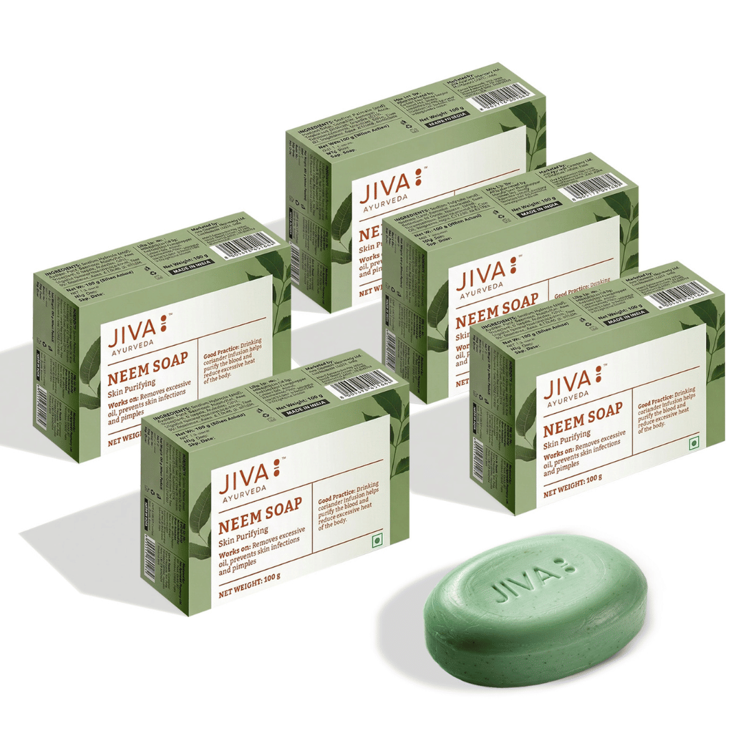 JIVA Antibacterial Neem Soap 100g Bathing Bar for All Skin Type ( Pack of 5 )