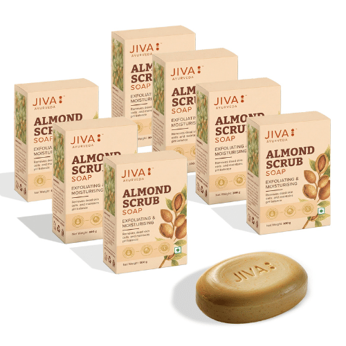JIVA Exfoliating Almond Soap 100g Soap for All Skin Type ( Pack of 7 )