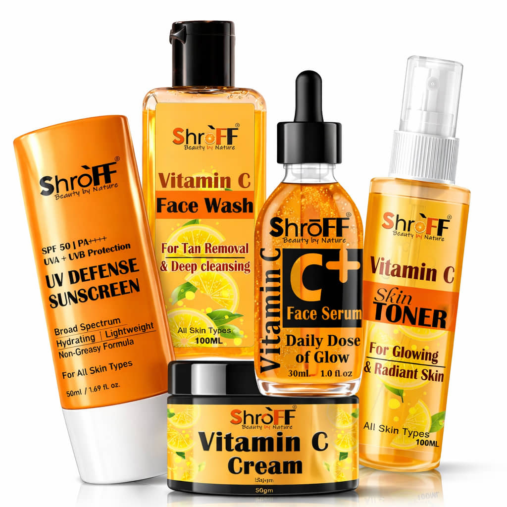Shroff Vitamin C Face Care Combo Kit 2 Times Use Facial Kit For All Skin Type Orange 5 ( Pack of 5 )